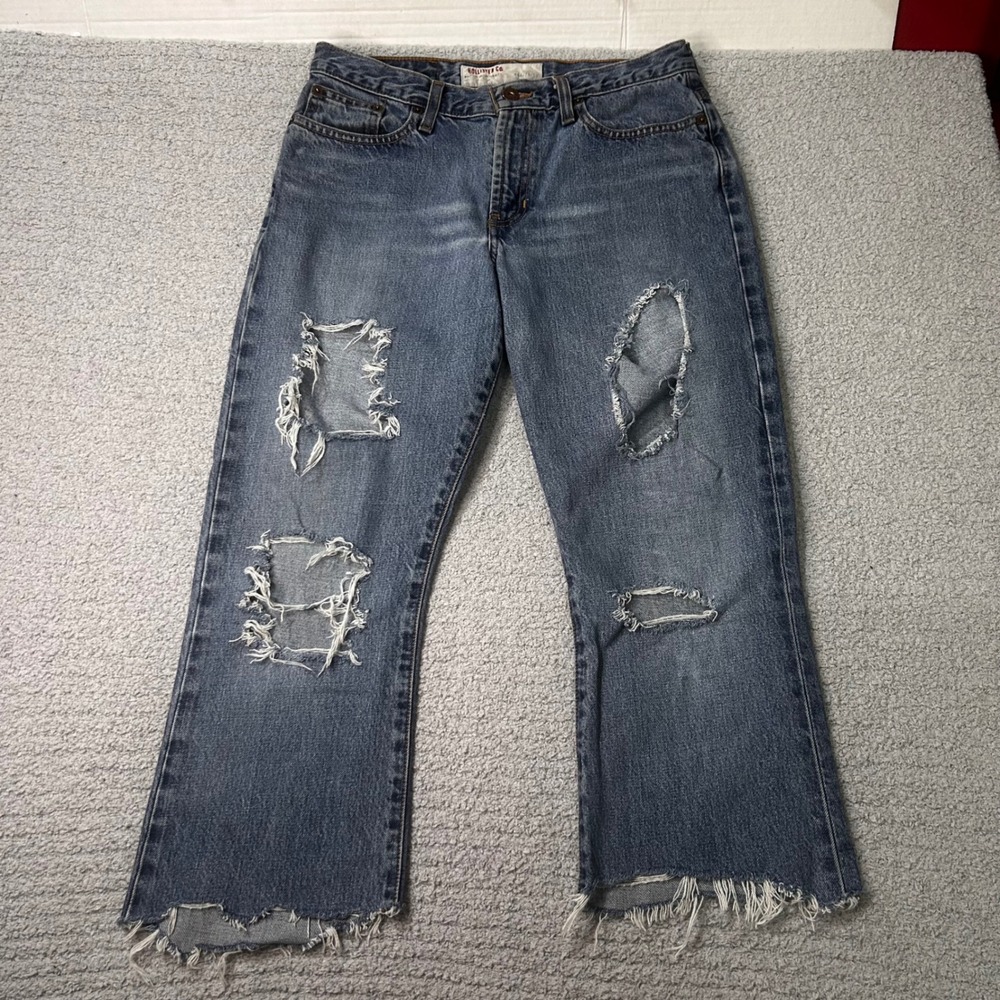 Hollister Capri Cutoffs 6S Blue Vintage 2003 Y2K Distressed Low Rise Skater